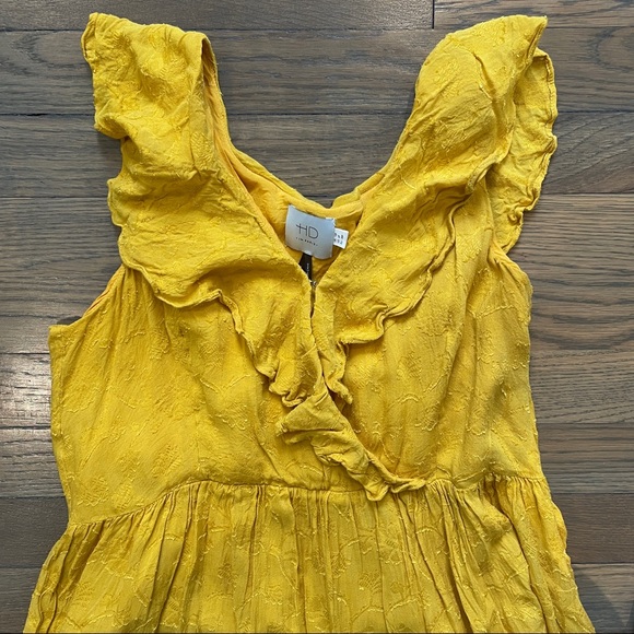 Anthropologie Golden Dress 6P Ruffle Flora… - Picture 1 of 6